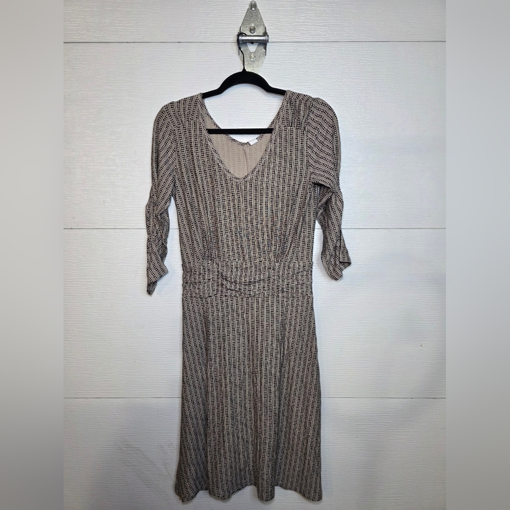 Yala Long Sleeve Dress in Black and Cream Stripes